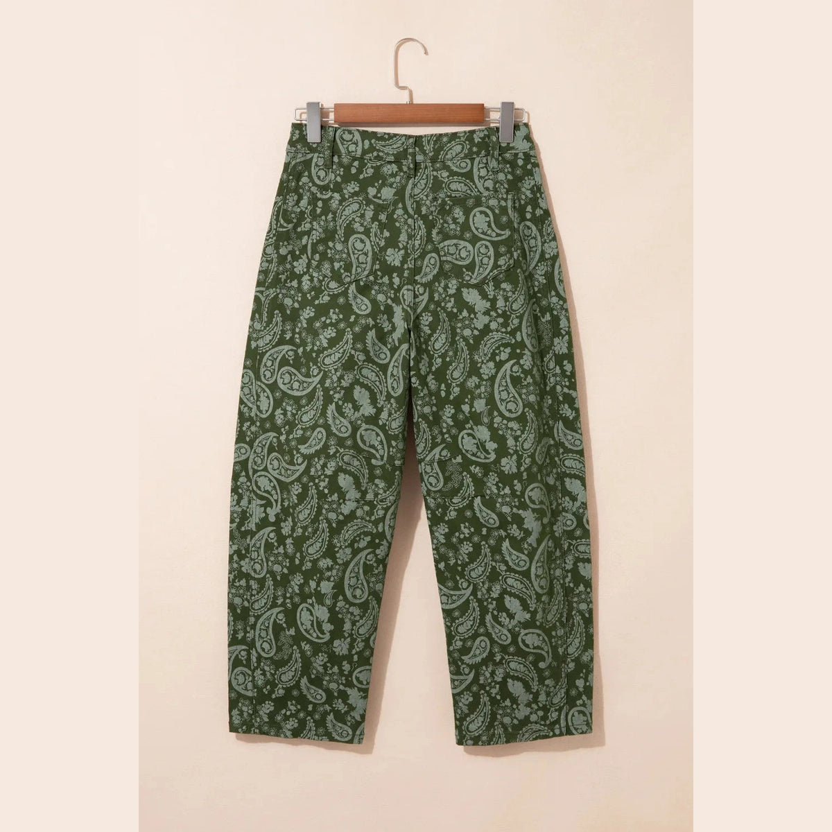 Daney Green Paisley Print Harem Denim Pants