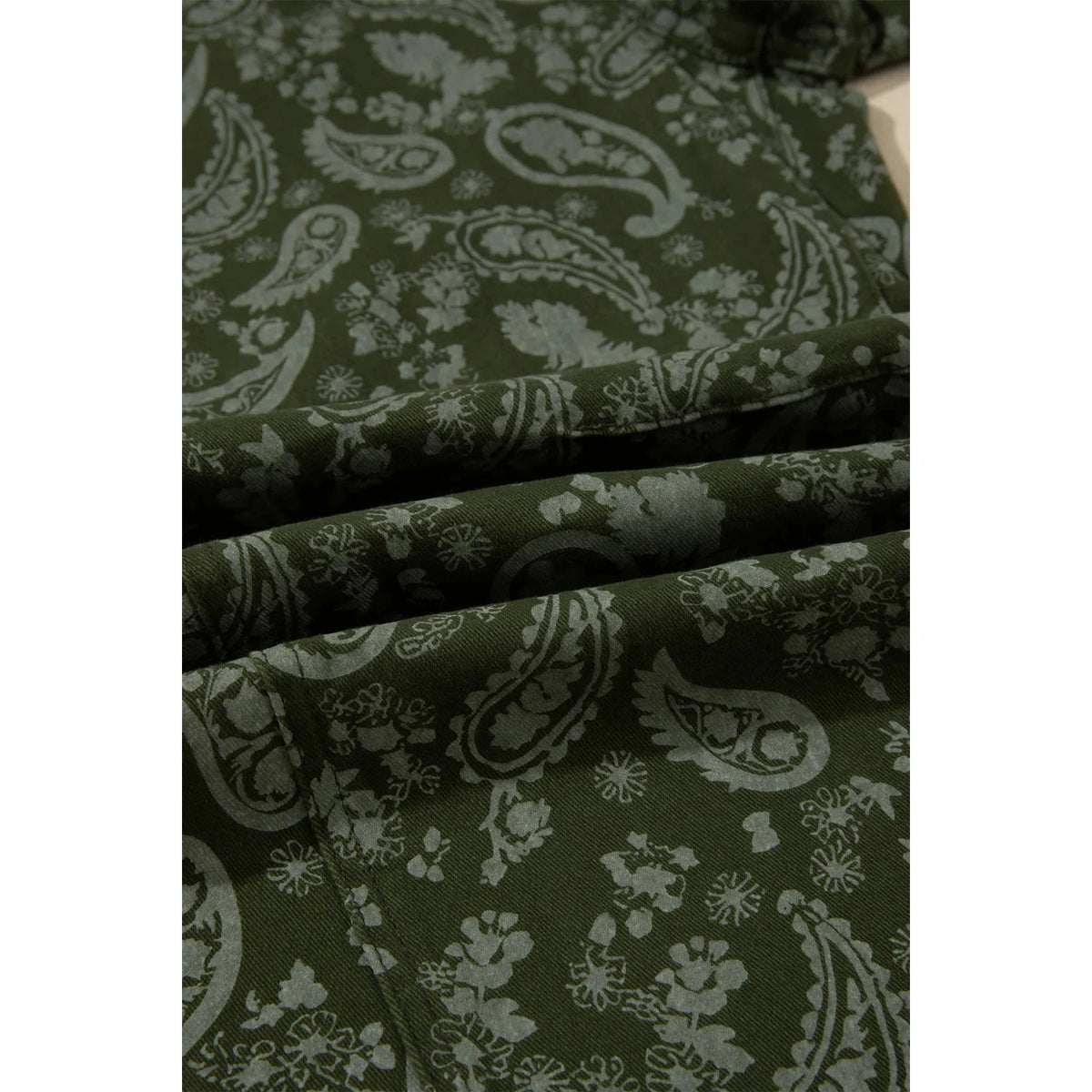 Daney Green Paisley Print Harem Denim Pants