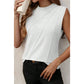 Danielle White Crew Neck Pleated Tank Top