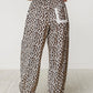 Danika Black Leopard Print Ankle-Length Elastic Waist Pants