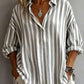 Danni Grey Striped Relaxed Fit Half Button Shirt