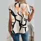 Darbie Abstract Print Notched Neck Sleeveless Top