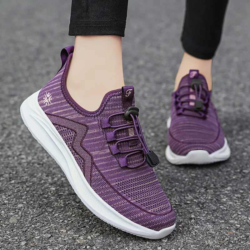 Athletic Knit Running Shoes with Cushioned Sole - 3 Colors