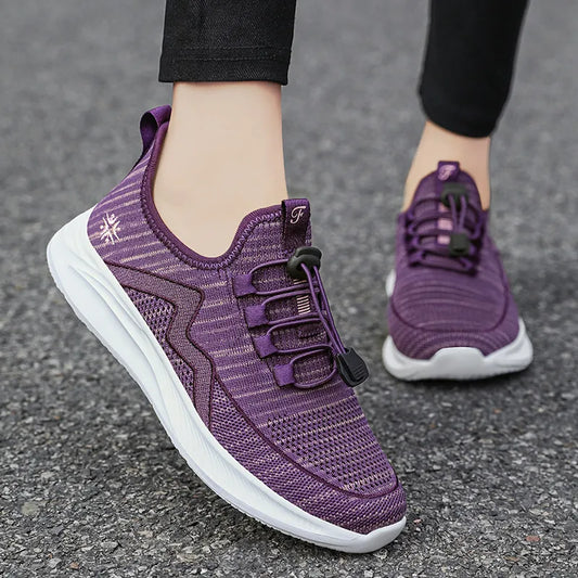 Athletic Knit Running Shoes with Cushioned Sole - 3 Colors