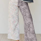 Darlo Abstract Floral Print Contrast Leopard Patchwork Straight Leg Jeans