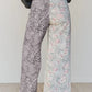 Darlo Abstract Floral Print Contrast Leopard Patchwork Straight Leg Jeans