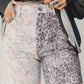 Darlo Abstract Floral Print Contrast Leopard Patchwork Straight Leg Jeans