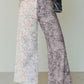 Darlo Abstract Floral Print Contrast Leopard Patchwork Straight Leg Jeans