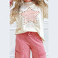 Darva Star Print Stud Detail Cotton Jersey Top