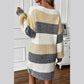 Darva Stripe Colorblock Bubble Sleeve Drop Shoulder Sweater Dress