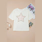 Darva Star Print Stud Detail Cotton Jersey Top