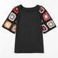 Dawn Black Floral Crochet Short Sleeve Top