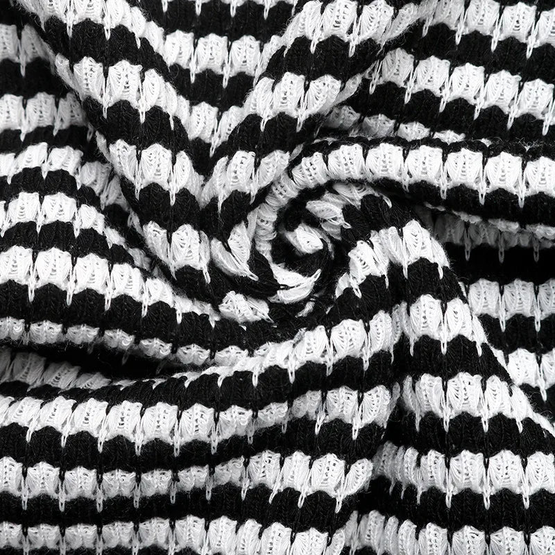 Debin Black Tailored Stripe Short Sleeve Top