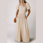 Deja Short Bubble Sleeve Smocked Wide Leg Jumpsuit