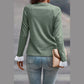 Derica Green Seam Detail Lace Contrast Cuffs Raglan Sleeve Top