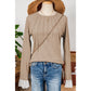 Derica Parchment Seam Detail Lace Contrast Cuffs Raglan Sleeve Top