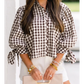 Derri Brown Plaid Knot Half Sleeve Button Down Shirt