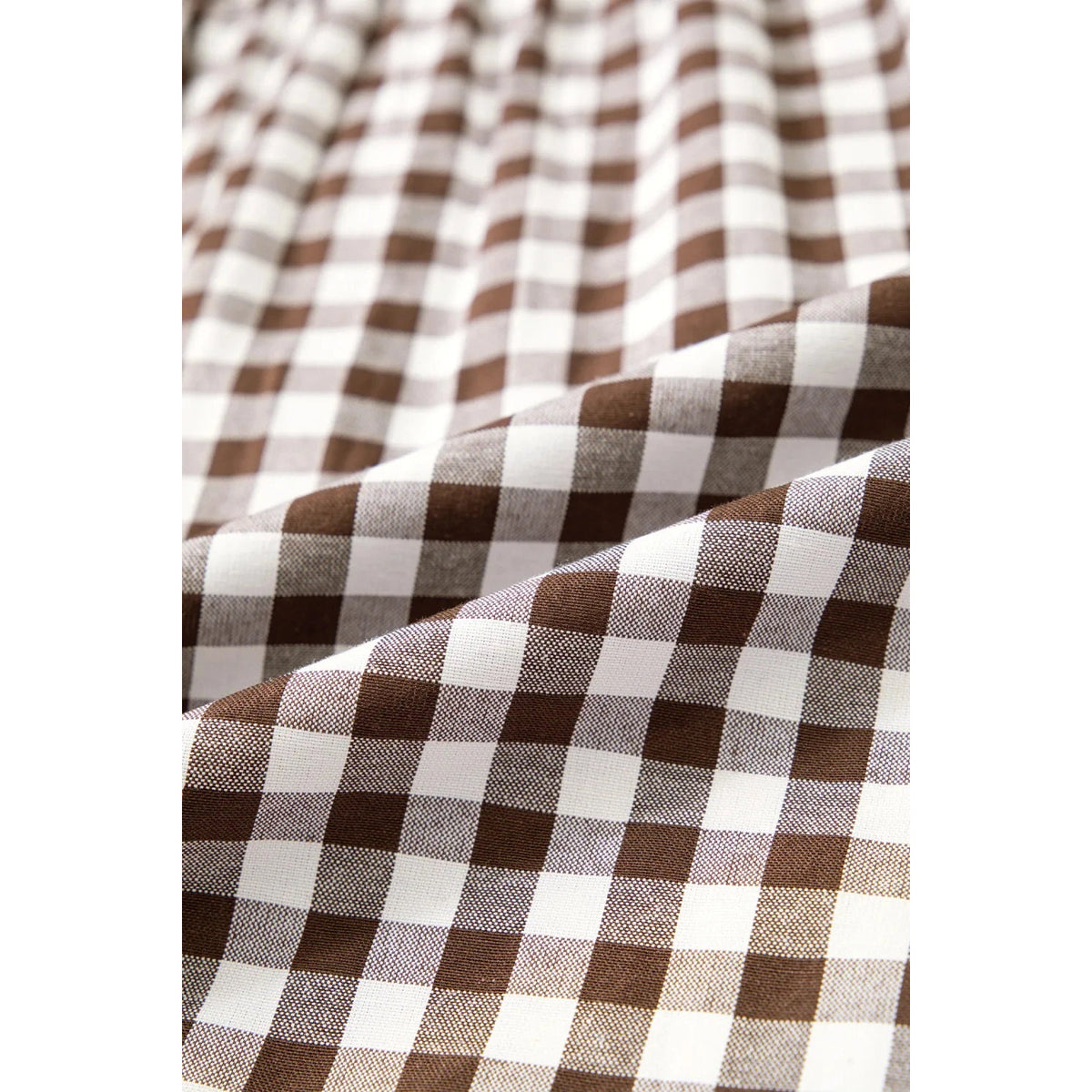 Derri Brown Plaid Knot Half Sleeve Button Down Shirt