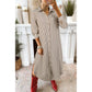 SALE!!!  Devyn Brown Stripe Textured 3/4 Sleeve Round Hem Split Midi Shirt Dress