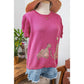 REDUCED!!!  Devyn Pink Leopard Ruffled Sleeve Round Neck Knit Sweater REDUCED!!!