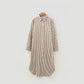 SALE!!!  Devyn Brown Stripe Textured 3/4 Sleeve Round Hem Split Midi Shirt Dress