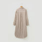 SALE!!!  Devyn Brown Stripe Textured 3/4 Sleeve Round Hem Split Midi Shirt Dress