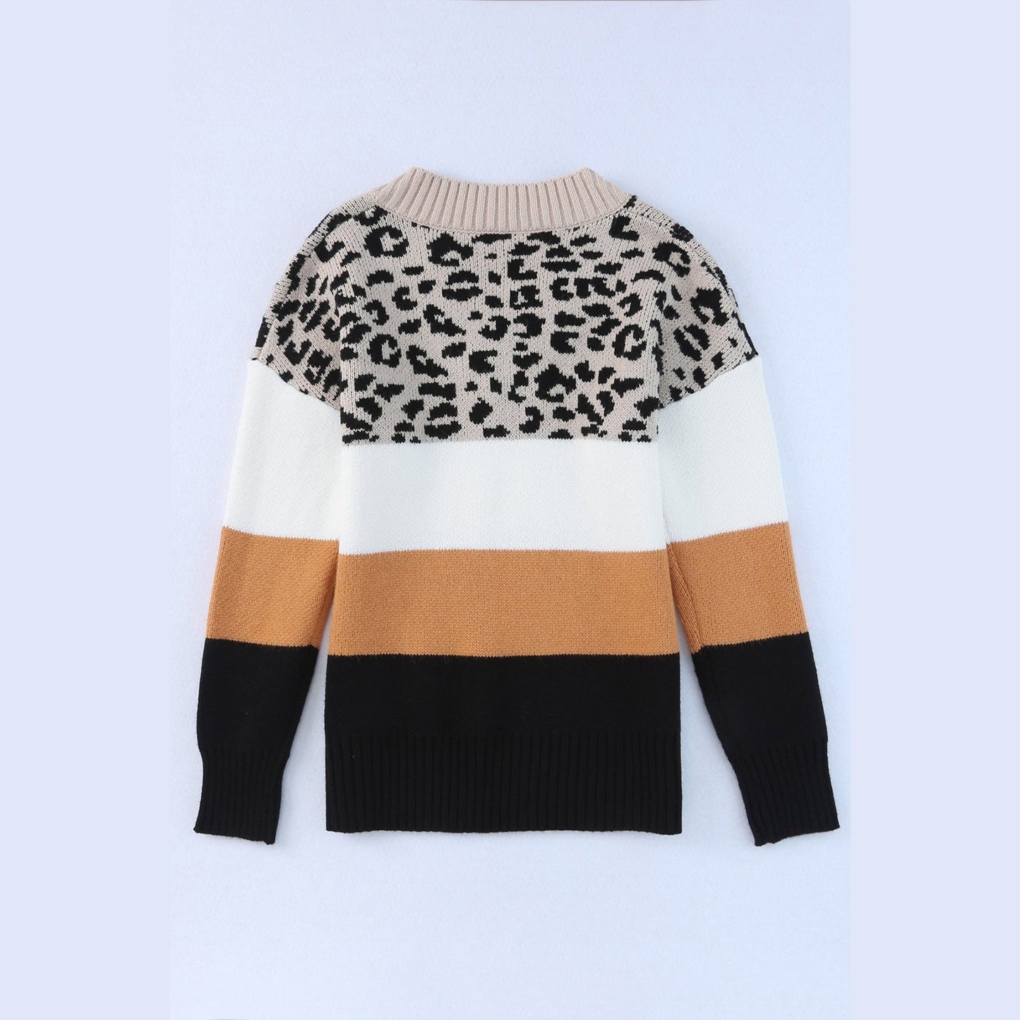 Dezi Leopard Color Block Long Sleeve Sweater