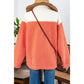 Diandra Orange Colorblock Half Zipper Stand Neck Sherpa Sweatshirt