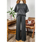 REDUCED!!!  Dion Dark Grey Drawstring Side Crewneck Tee and Loose Pants Set  REDUCED!!!