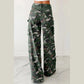 Layne Dark Green Camo Cargo Wide Leg Pants