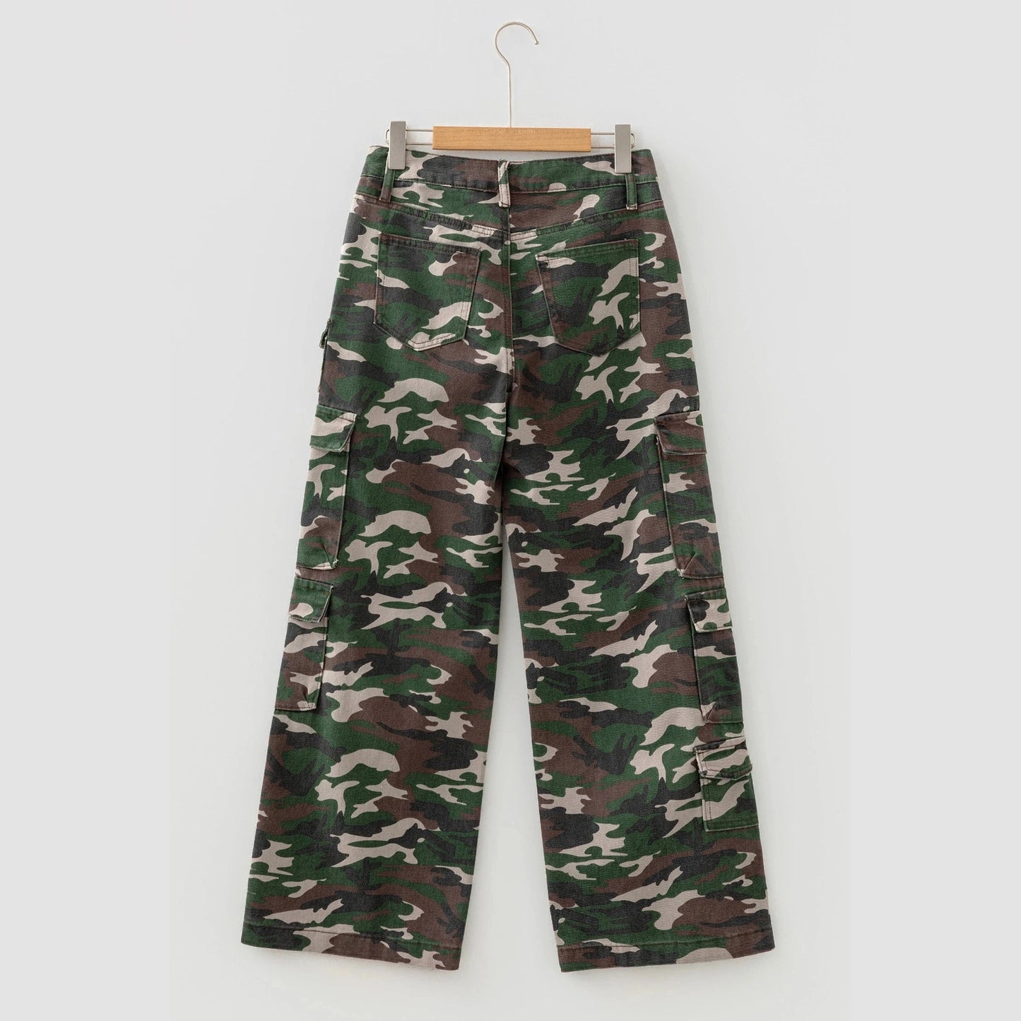 Layne Dark Green Camo Cargo Wide Leg Pants