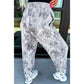 Donatella Grey Camo Print Cozy Drawstring Elastic Waist Jogger Pants