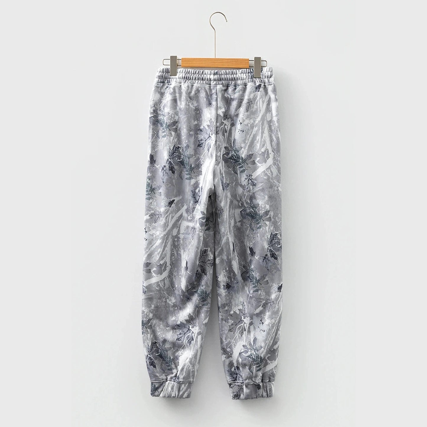 Donatella Grey Camo Print Cozy Drawstring Elastic Waist Jogger Pants