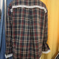 Donella Plaid Button‑Up with Lace Trim