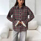 Donella Plaid Button‑Up with Lace Trim