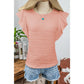 Donetta Pink Wavy Textured Ruffle Sleeve Top