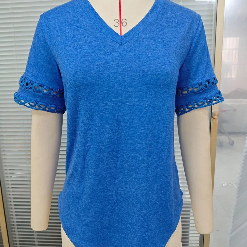 Dorcille Bright Blue Cutout‑Sleeve Tee