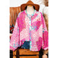 Dorinda Floral Allover Print Buttoned V Neck Oversized Shirt