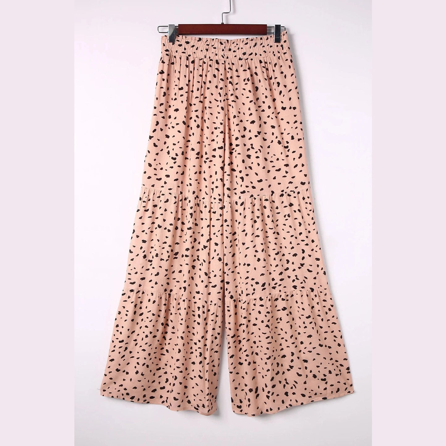 Dorthea Brown Ruffle Wide Leg Dalmatian Palazzo Pants