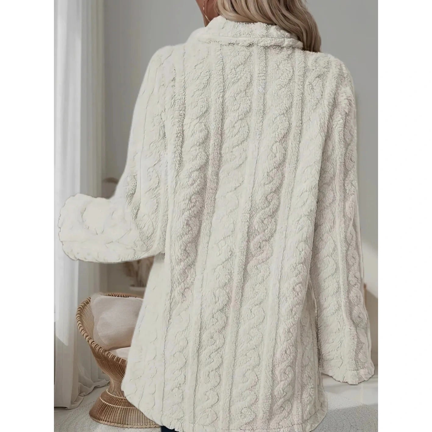 Dory White Double Breasted Plush Coat