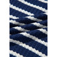Drew Blue Stripe Textured Knit Half Zip Collared Long Sleeve Top