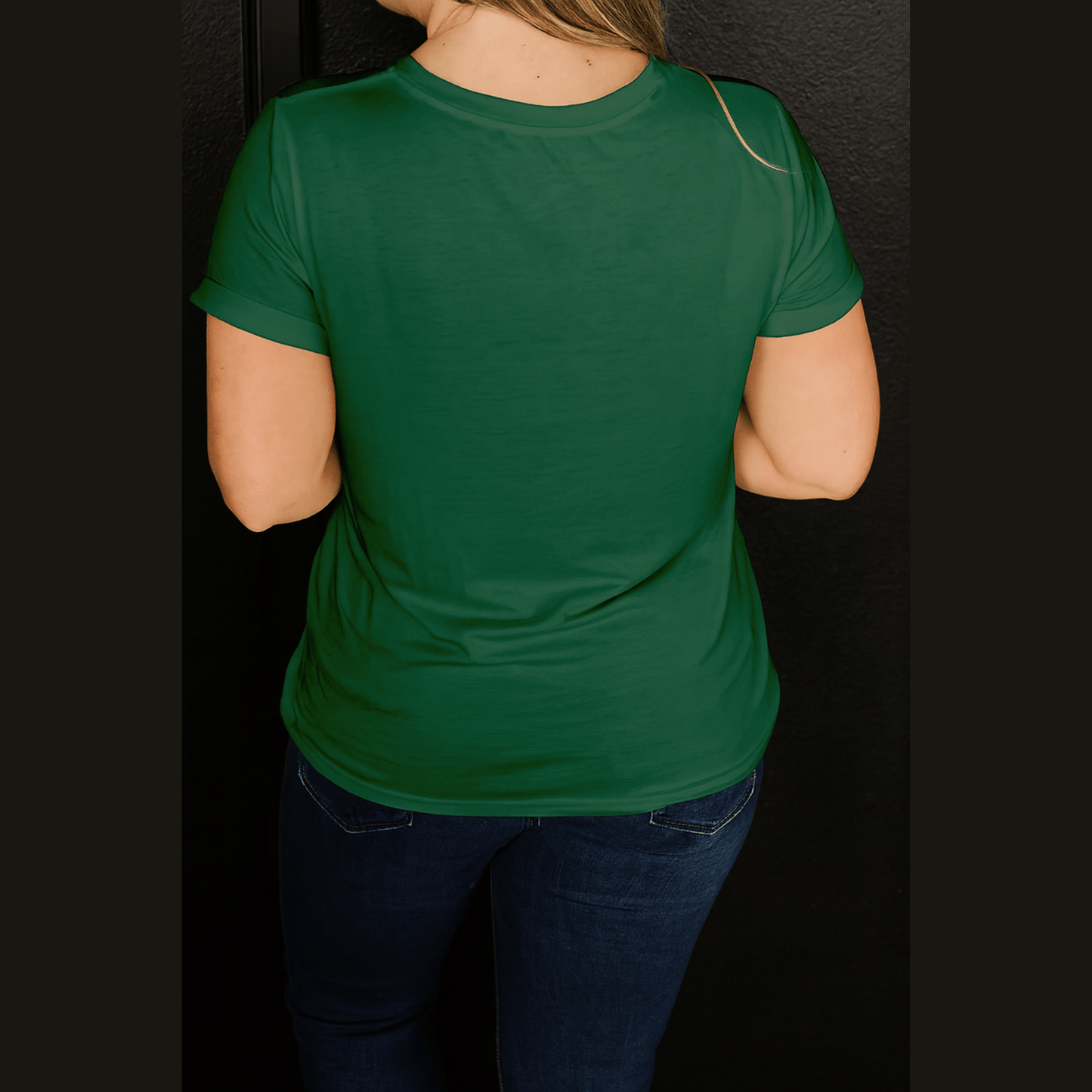 Dark Green Faux Patchwork Mallard Duck Plus Size Graphic Tee