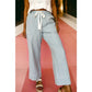 Dulcie Sky Blue Stripe Mid Rise Drawstring Waist Jeans