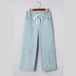 Dulcie Sky Blue Stripe Mid Rise Drawstring Waist Jeans