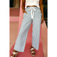 Dulcie Sky Blue Stripe Mid Rise Drawstring Waist Jeans