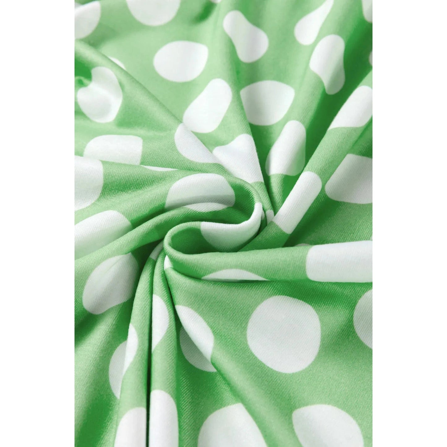 Lexia Green Polka Dot Contrast Trim Round Neck Loose Tank Top