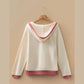 SALE!   Elody Contrast Trim Crochet Knit Patchwork Exposed Seam Hoodie