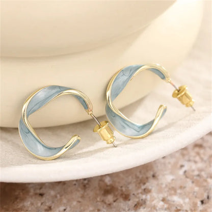 Blue Enamel Curve Hoops