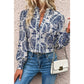 Ebba Sky Blue Bohemian Printed Bishop Sleeve Lace Shirt