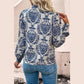 Ebba Sky Blue Bohemian Printed Bishop Sleeve Lace Shirt